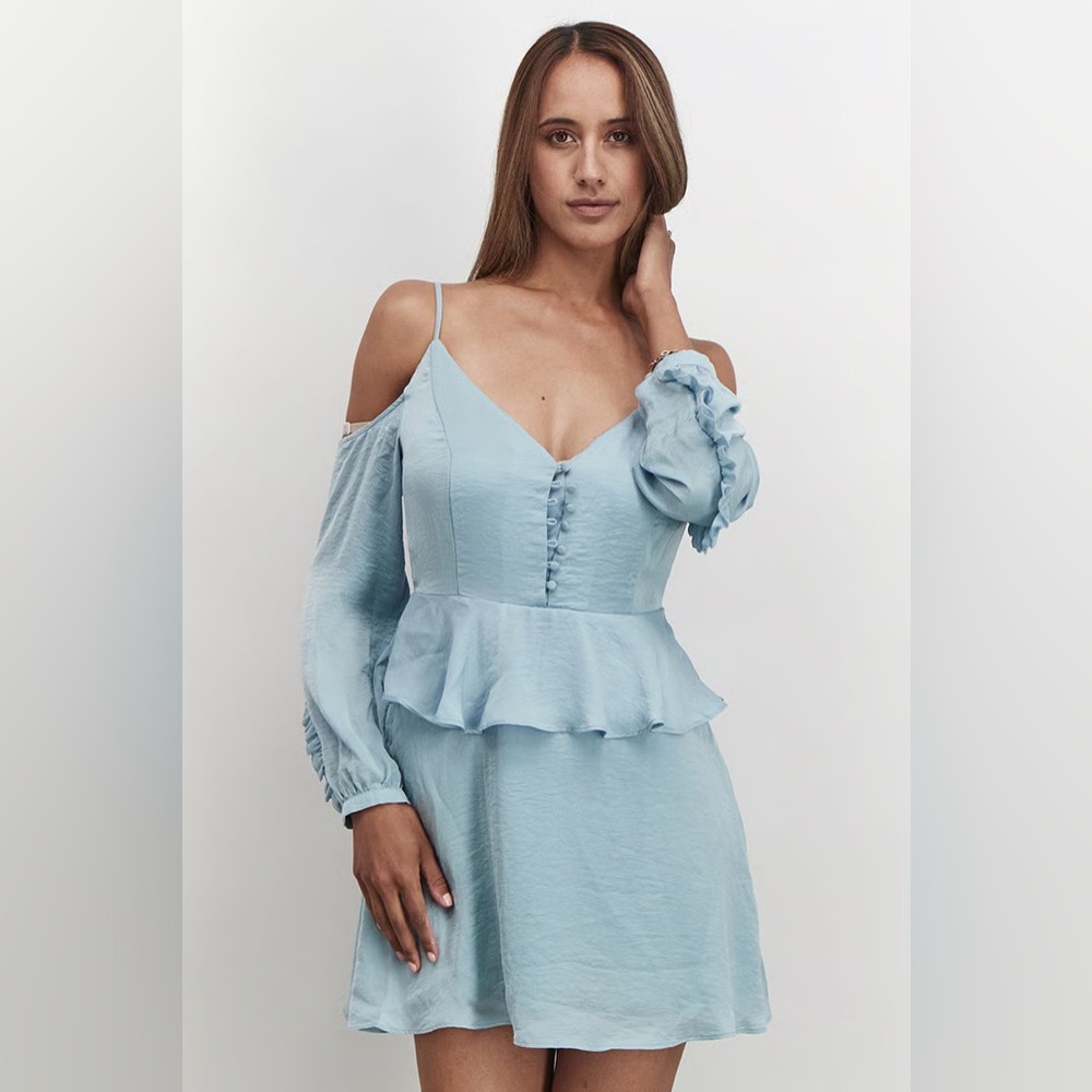 AVEC LES FILLES LONG SLEEVE RUFFLE MINI DRESS